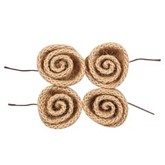 Set of 4 Natural Fabric Burlap 1.5″ Roses Flower Wedding Crafting DIY Rustic