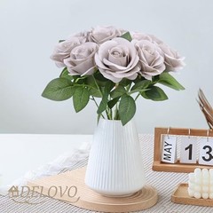 pcs Roses Artificial Flowers Fake Flowers Silk Roses with 16.6L 52Pcs 52 Grey