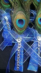 Peacock Feather , Groom Groomsmen CORSAGE Quinceañera Favors