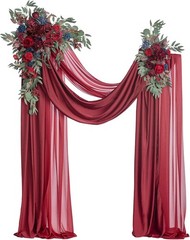 Burgundy Artificial Wedding Arch Flowers Kit Pack of 4, 2pcs Hanging Flower