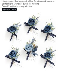 Ling’s Moment 6pc Blue Groom Boutonniere Wedding Prom