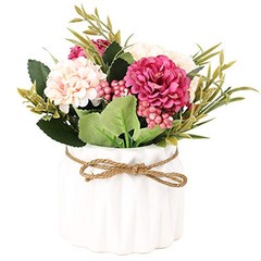 Artificial Hydrangea Bouquet with Small Ceramic Vase Fake Silk Variety Flower