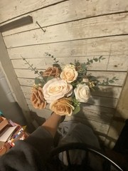 Champagne, Bronze/brown Hand Tied Style With matching Boutonnière