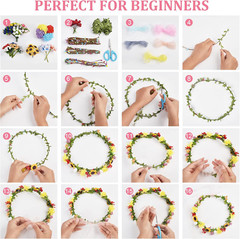261Pcs/Set DIY Flower Crowns Making Kit Handmade Floral Crown Garland Kit Mak…