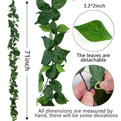 3Pcs Artificial Greenery Ivy Vines Kit, 6FT Odorless Silk Ivy Garland, Green2