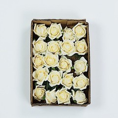 24 CREAM 2″ Mini FOAM ROSE Flowers Stems Wedding Events Decorations Supplies