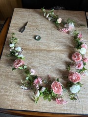 Pink And White Silk Flower Garland 7ft