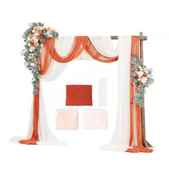 36.61 In. H Square Artificial Wedding Arch Flowers Kit, Orange Wedding Arch Flow