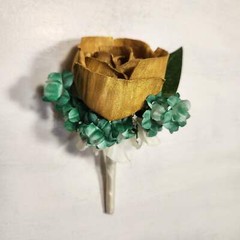Green Black Gold Vintage Sola Wood Bridal Wedding Bouquet Accessories