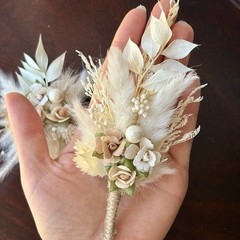 Dried Flower Boutonniere & Corsage Set Wedding Groom & Bride