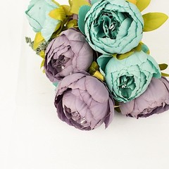 DUSTY BLUE 2 Bouquets 19″ Silk Peony FLOWERS Artificial Floral Bushes Party