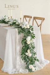 Ling’s Moment Artificial Eucalyptus Garland with Flowers 6FT, Wedding Table G…