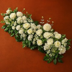 White Artificial Rose Flower Row 100cm – Luxury Wedding Table Centerpiece Floral