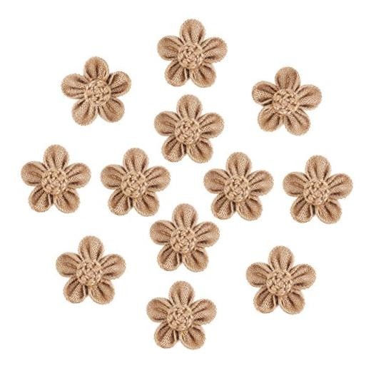 12 Pieces Handmade Burlap Flowers for Weddings, Craft Making, and Other Uses