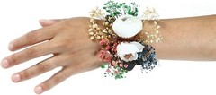 CORSAGE SET OF 4 WHITE CORSAGES FOR WEDDING CORSAGE WRISTLET