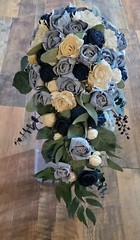 17PC Dusty Blue Navy Wedding Flower Set Sola Wood Bridal Bouquet Boutonnieres