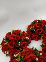 Artificial Red Rose Kissing Ball Bouquets Set of 5 Wedding Centerpieces Silk