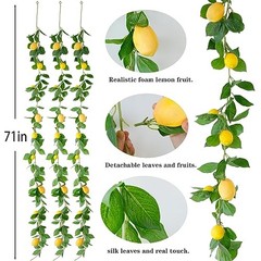 3 Strands Lemon Artificial Vines, 71″ Lemon Silk Vine Garland with Lemon Vine