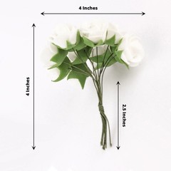 48 WHITE Mini Roses 4″ Foam ARTIFICIAL FLOWERS Stems Party Wedding DIY Supplies