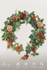 Ling’s Moment 5FT Sunset Terracotta Flower Garland w/ Eucalyptus Leaves