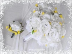 20 pcs COMPLETE SILK FLOWER WEDDING BRIDAL BOUQUET SET