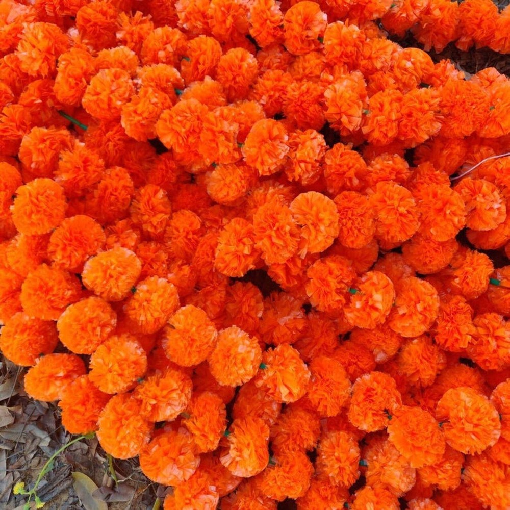Orange Marigold Wedding Decor Vine Flower Diwali Decorative Wall Hanging Garland