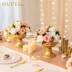 NUPTIO 10 Pcs Wedding Vase & 10 Pcs Artificial Flowers Set for Wedding Center…