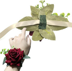 Arlai Wedding Prom Corsage and Boutonniere Set, Rose Wrist Corsage Ribbon Bracel