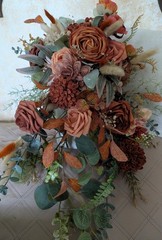 Terracotta Bridal Bouquet Artificial Silk Foam Flowers