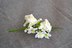 Wedding CORSAGE buttonhole, triple rose for groomsman, wedding guest, prom (C1)
