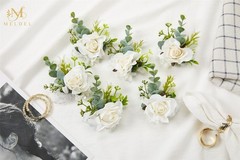 Elegant White Corsage & Boutonniere Set for Weddings & Proms – 1 Piece Each