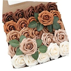 Artificial Flowers 25pcs Real Looking 25pcs Regular 3″ Shades of Earth Tones