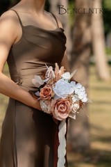 7 Inch Walnut Brown and Nude Wedding Bouquet for Bride Bridesmaid,Small Weddi…