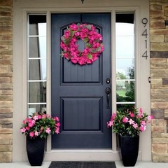 Bougainvillea Artificial Wreaths for Front Door Spring Summer Faux Deep Pink