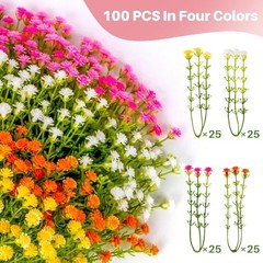 RAINFLOW Baby Breath Flowers Artificial Bulk – 100PCS Mini 100 PCS Multi Color