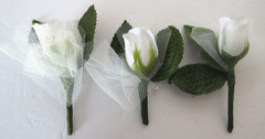 Vintage Silk Rose Flower Corsages Boutonnieres Pink and White Wedding Lot of 8