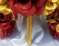 22 PC, Wedding Bouquet Set, Burgandy & Gold Roses, Wedding Flower Packages