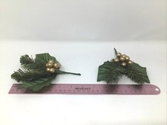 5 Boutonnieres Holly Leaves Gold Berries Greenery Christmas Wedding Bridal Party