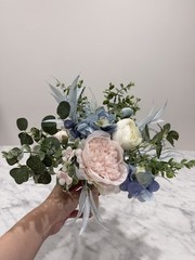 Dusty Blue, Blush Pink and White Wedding Bouquets | Bridal & Bridesmaid Bouquets