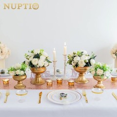 NUPTIO 10 Pcs Wedding Vase & 10 Pcs Artificial Flowers Set for Wedding Center…