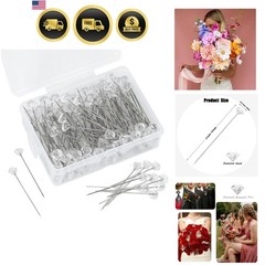 100 Pcs Corsage Bouquet Pins for Flowers, 2 Inch Floral Diamond Pins for Bouq…