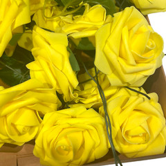 22 Lings Moment 3″ Roses Artificial Flowers Realistic yellow faux Bridal Wedding