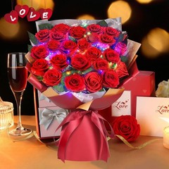 ADDWel 24 Pcs Preserved Real 24 Roses, Red Roses Bouquet – 24