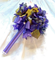 Wedding bouquet dark purple hydranges white rosebud men corsage boutonniere SALE