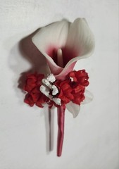 Red White Calla Lily Bridal Wedding Bouquet Accessories