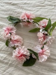 DIY ARTIFICIAL PINK CARNATION FLOWER HEADBAND CROWN