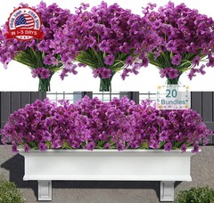 20 Bundles Artificial Flowers for Outdoors, UV Resistant Fake Realistic Flowers