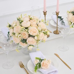 MARTINE MALL 4 Packs Peonies Artificial Flowers, Champagne 4PCS,