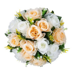 Silk Roses Flowers Centerpiece Arrangement Peach White Bridal Party USA Seller