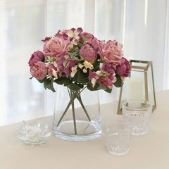 DUSTY ROSE 2 Bouquets 12″ SILK FLOWERS Assorted Artificial Floral Bushes Party